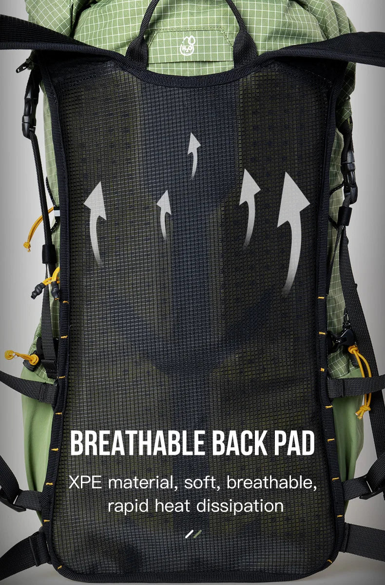 White 30L Lightweight Waterproof Hiking Backpack for Outdoor Adventures