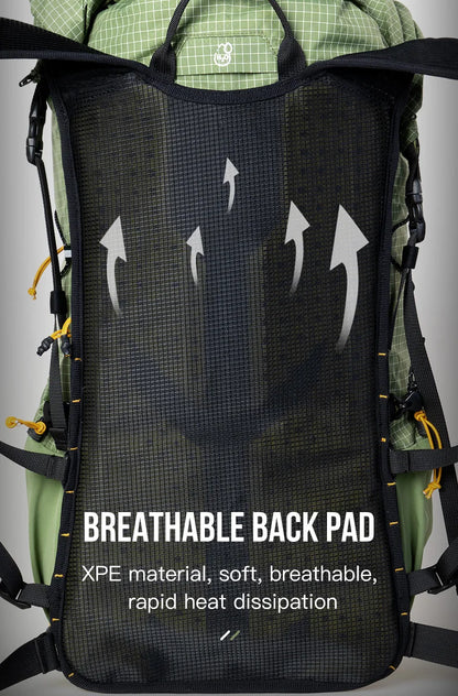 Black 30L Waterproof Hiking Backpack with Breathable Design