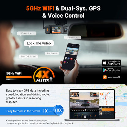 DashCam 3-Camera 2.7K IP67 Waterproof GPS