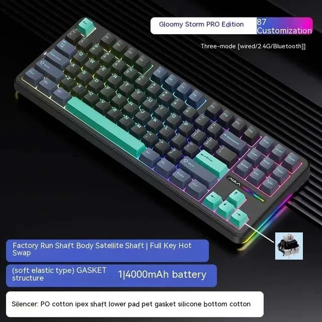 Dark Storm Hot-Swap 87-Key Wireless Tri-Mode Keyboard