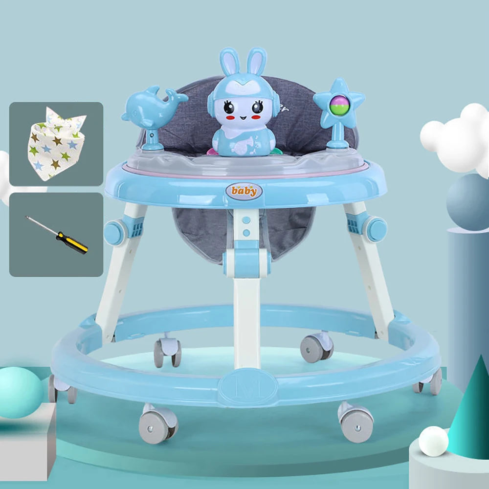 Foldable Musical Baby Walker 6 Wheel Adjustable