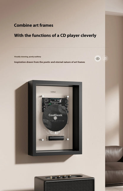 White Bluetooth CD Player Music Frame with Wall Mount Display