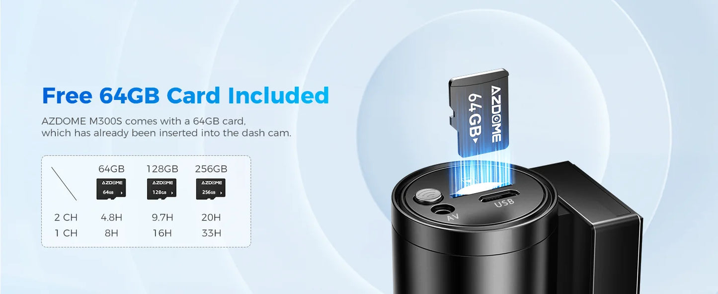 M300S 4K Dash Cam Front & Rear with GPS ADAS