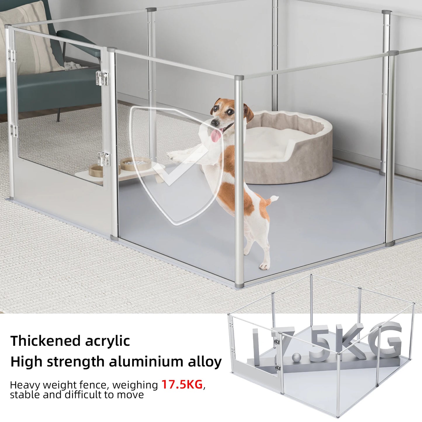 163cm Clear Acrylic Dog Playpen Waterproof Pad