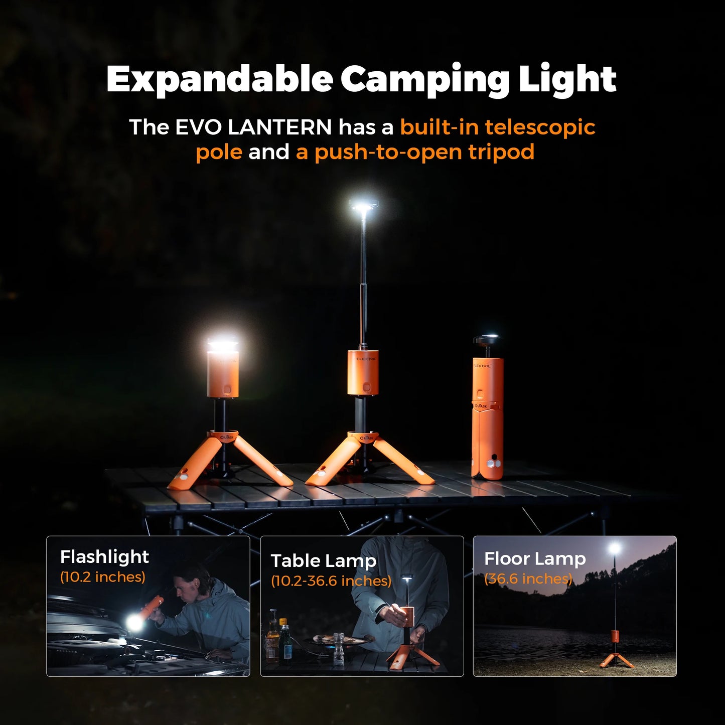Telescopic Lantern with 12000mAh Rechargeable Battery
