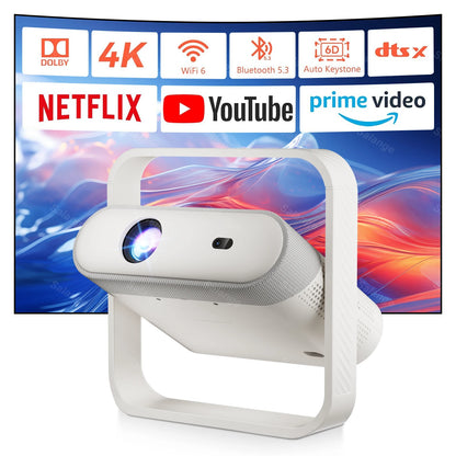 1080P Android Projector with WiFi6 Auto Focus and Bluetooth