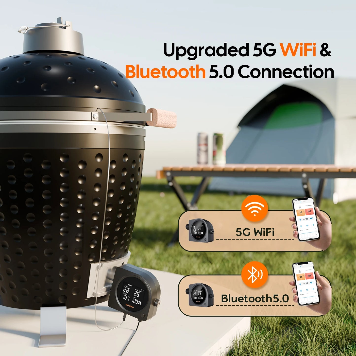 Wireless Grill Temperature Controller 5-Probe Smoker Fan System