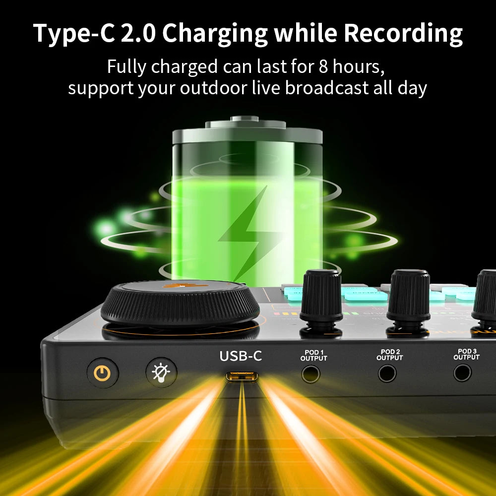 Audio Interface Podcast Mixer Kit with Microphone