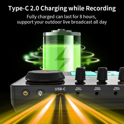 Audio Interface Podcast Mixer Kit with Microphone