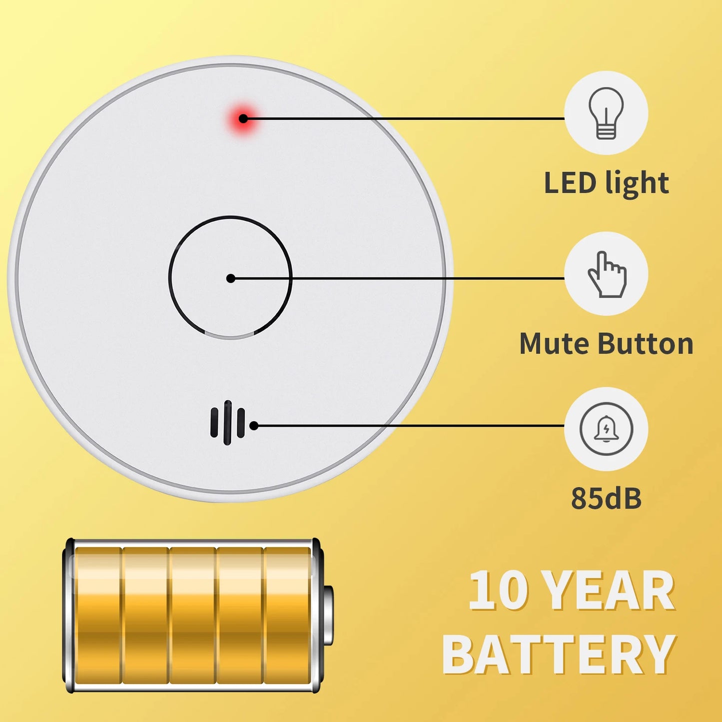 4pcs Interconnected Smoke Detector LED Indicator