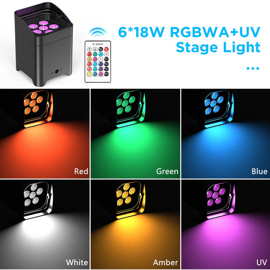 Rechargeable LED Par Stage Lights 2 Pack with WiFi Control