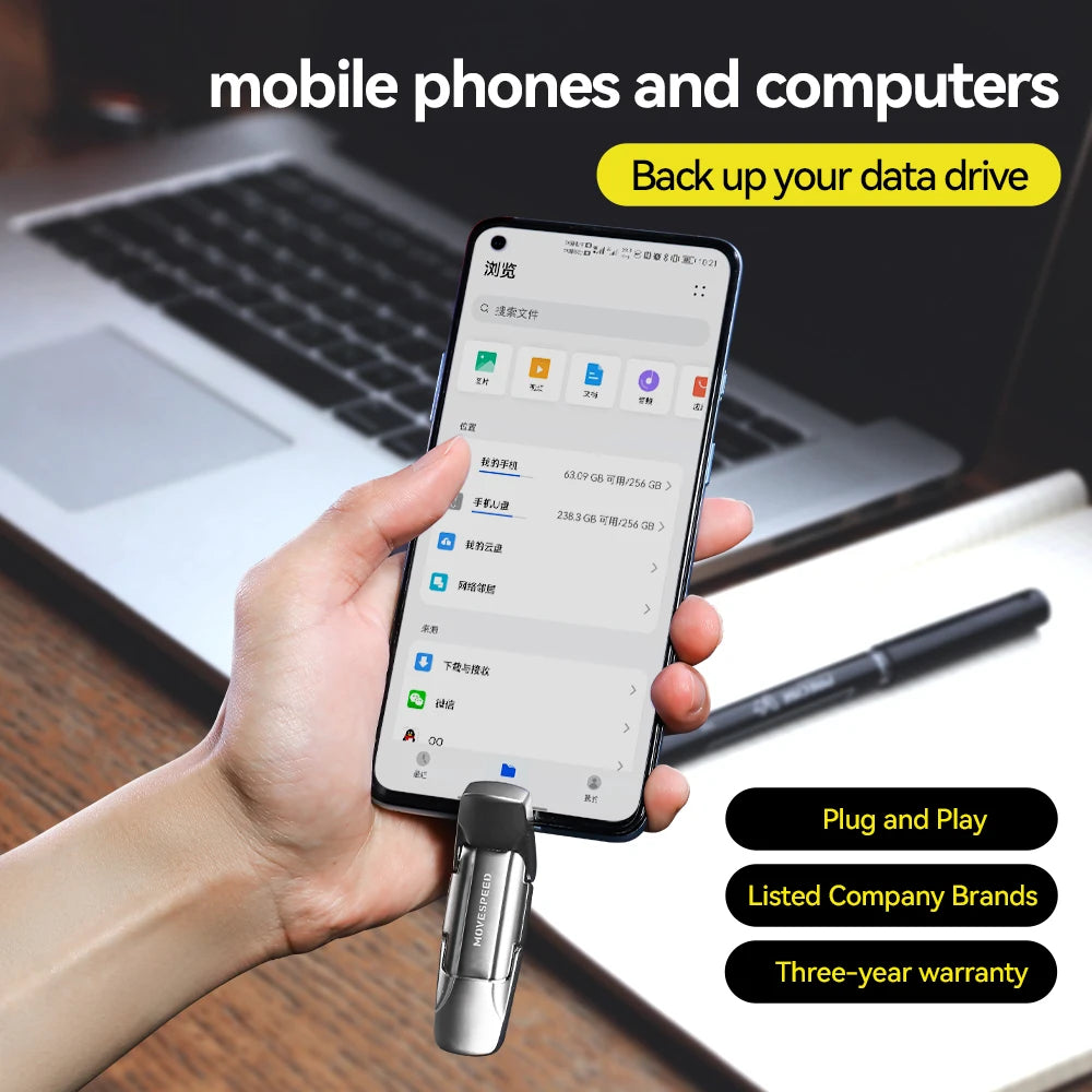 1TB High-Speed USB-C SSD Flash Drive 1000Mbps