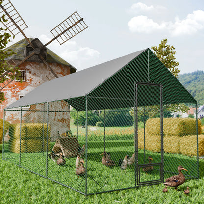 Large Outdoor Walk-In Chicken Coop with Roof Cover
