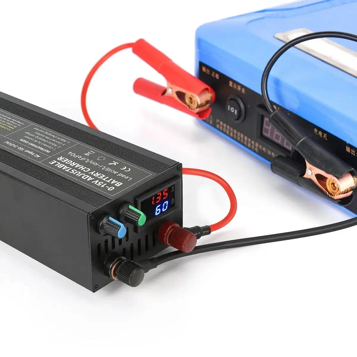 Adjustable 0 to 15V 60A Lithium Battery Charger with Clip