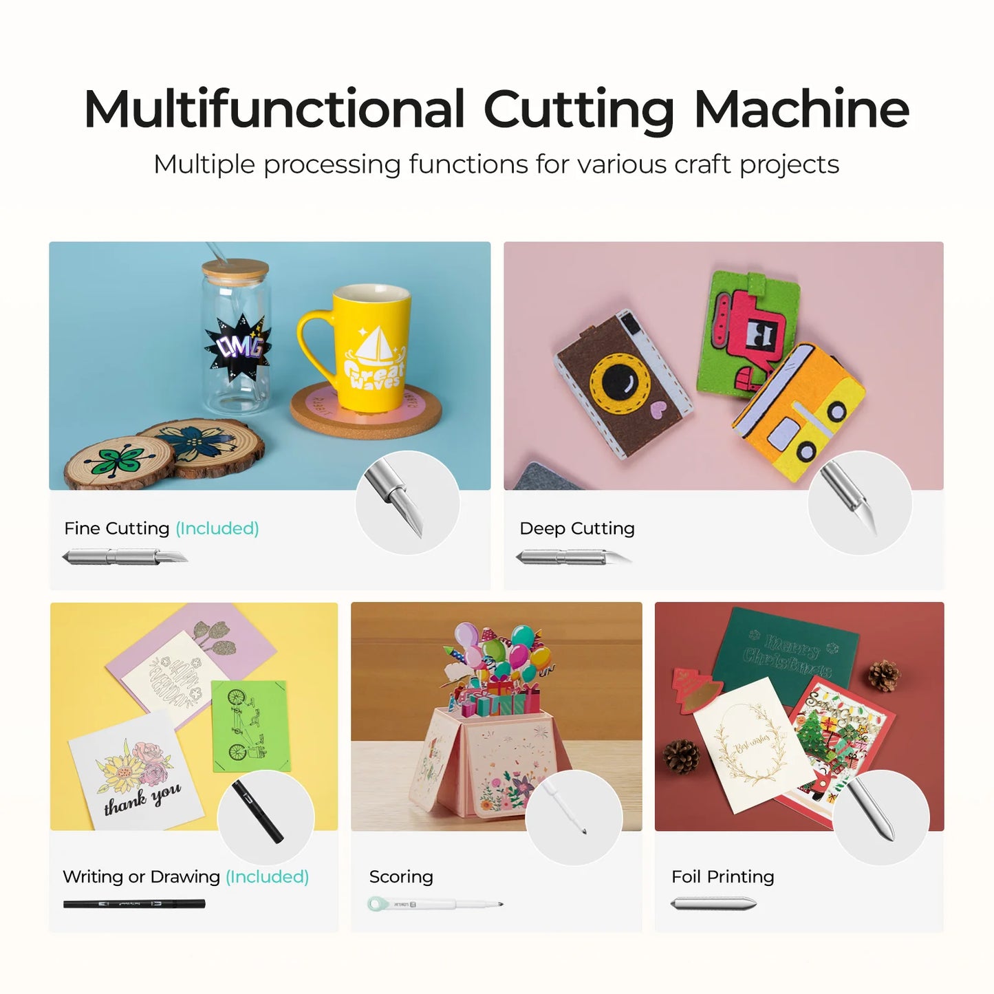 Smart DIY Cutting Machine for Crafts Apple White