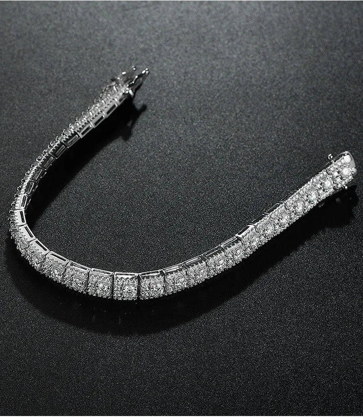 Womens Moissanite Tennis Bracelet 15cm Luxury Full Stone