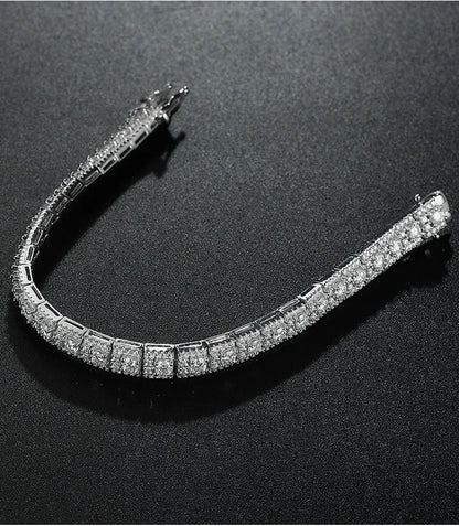Womens Moissanite Tennis Bracelet 15cm Luxury Full Stone
