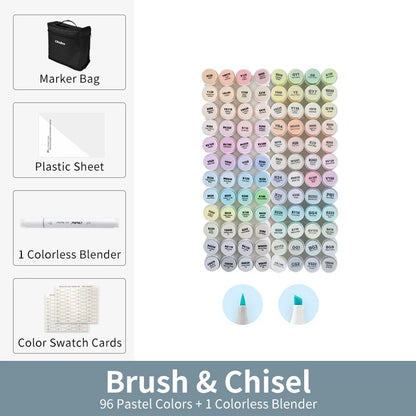 96 Piece Refillable Pastel Marker Pen Set