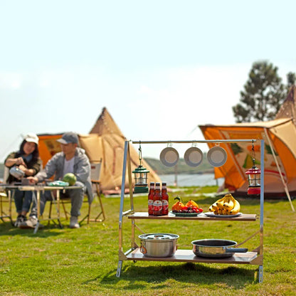 Portable Folding Camping Storage Shelf Stainless Steel Rack