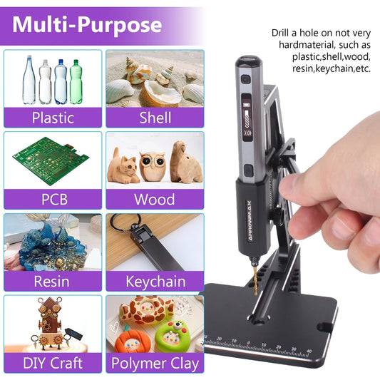 Portable Electric Hand Drill with Benchtop Stand for Home Projects