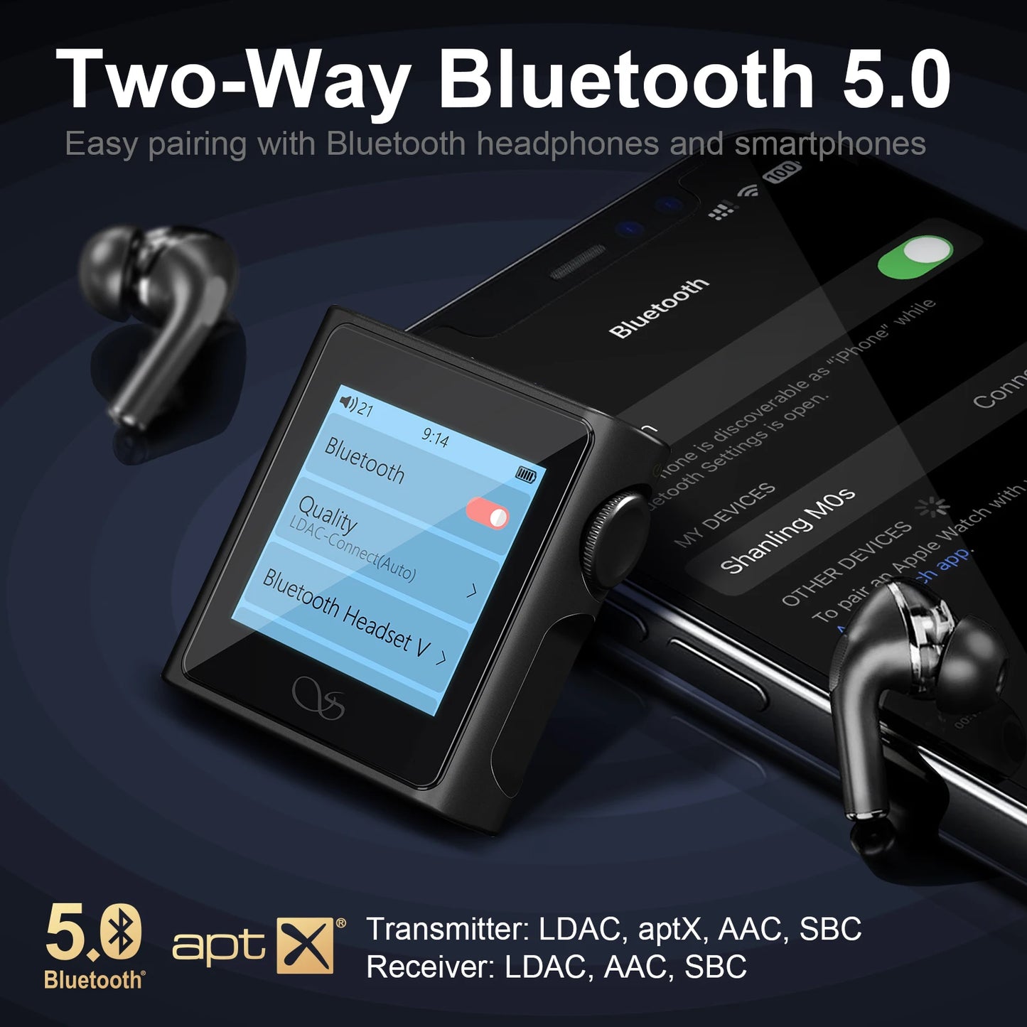 Compact Mocha Hi Res Music Player with Long Battery Life
