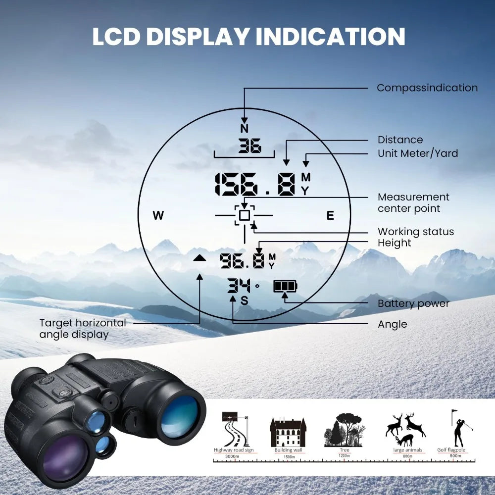8×40 HD Binoculars Waterproof Bird Watching Rangefinder Compass