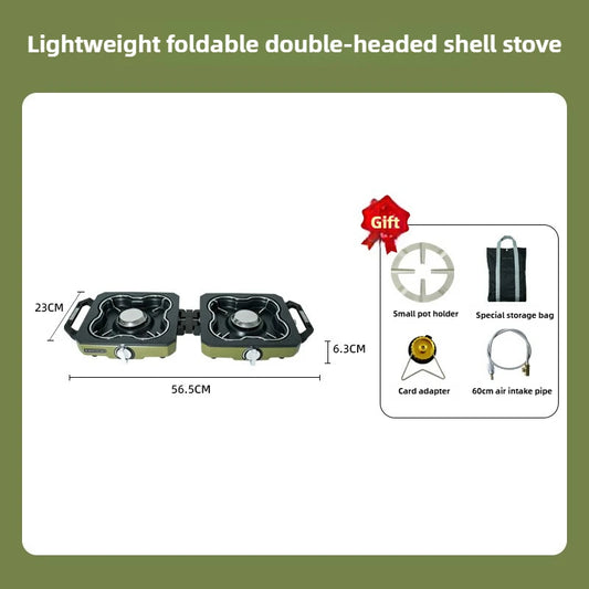 Portable Double Burner Camping Gas Stove High Heat Foldable