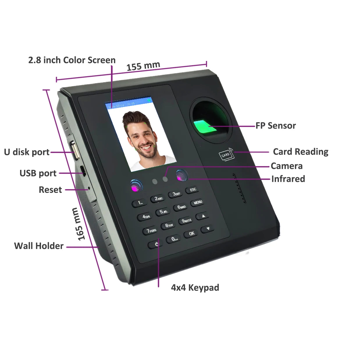 Smart Face Recognition Time Clock with ID Access Control