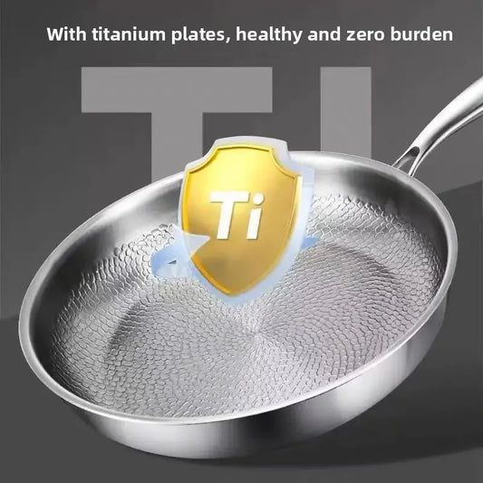 28cm Stainless Steel Flat Bottom Pan Non-Stick for Induction