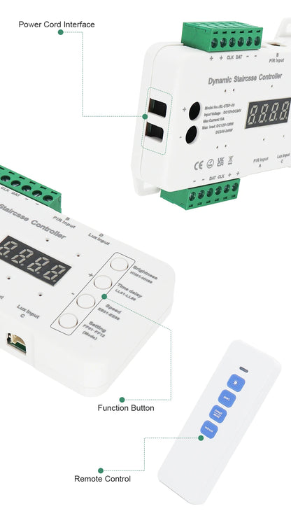 12-Step LED Stair Lighting with Motion and Daylight Sensor