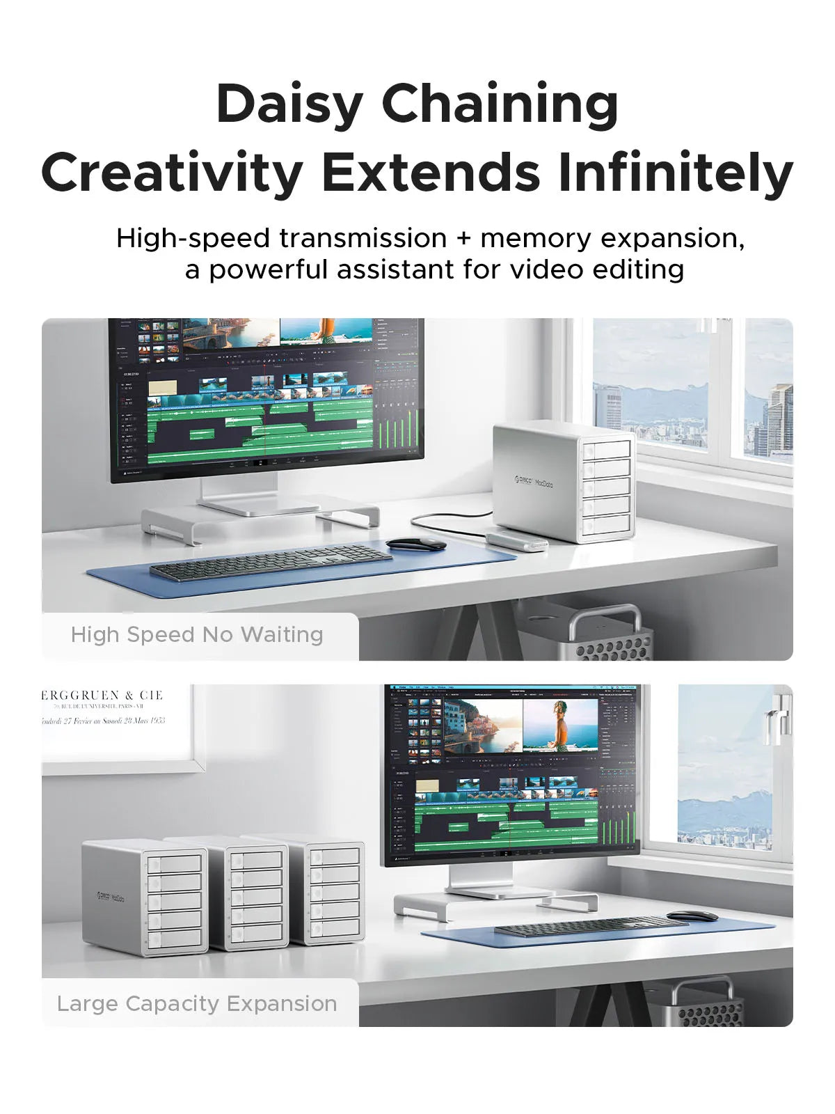 5-Bay USB-C HDD Docking Station 10Gbps RAID 150W
