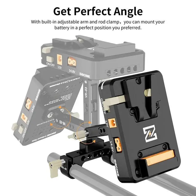 V-Mount Battery Plate with Clamp and USB-C PD Output
