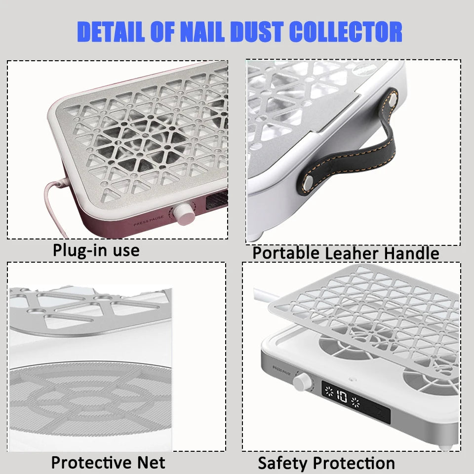 Nail Dust Vacuum 10 Speed Dual Fan Collector Pink