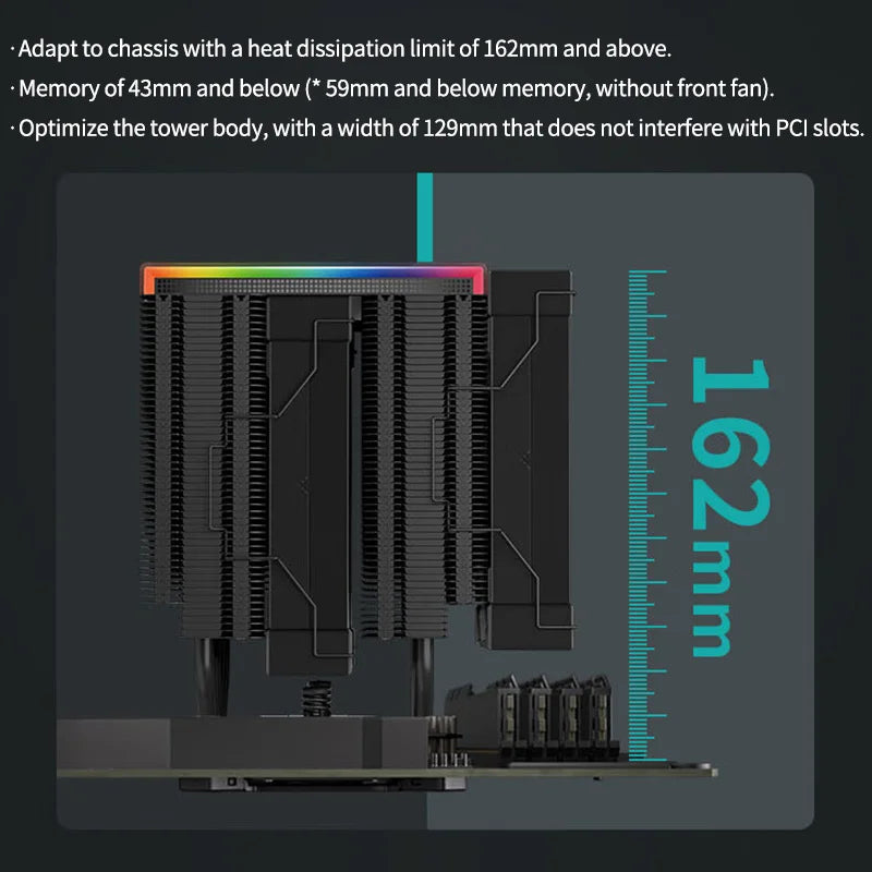 Heavy Duty CPU Cooler 6 Heat Pipes Digital Screen