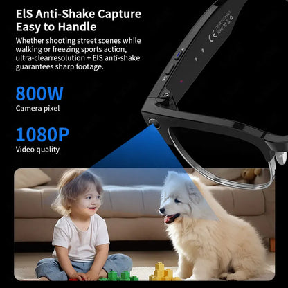 Rechargeable AI Smart Glasses 8MP Camera IP66 Bluetooth