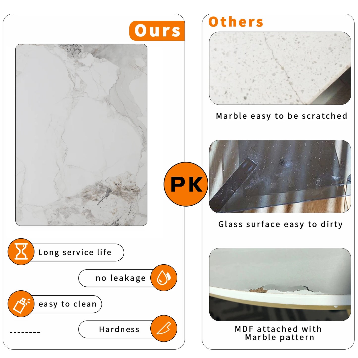 Glossy White Marble Dining Table 4–6 Seat with Metal Frame