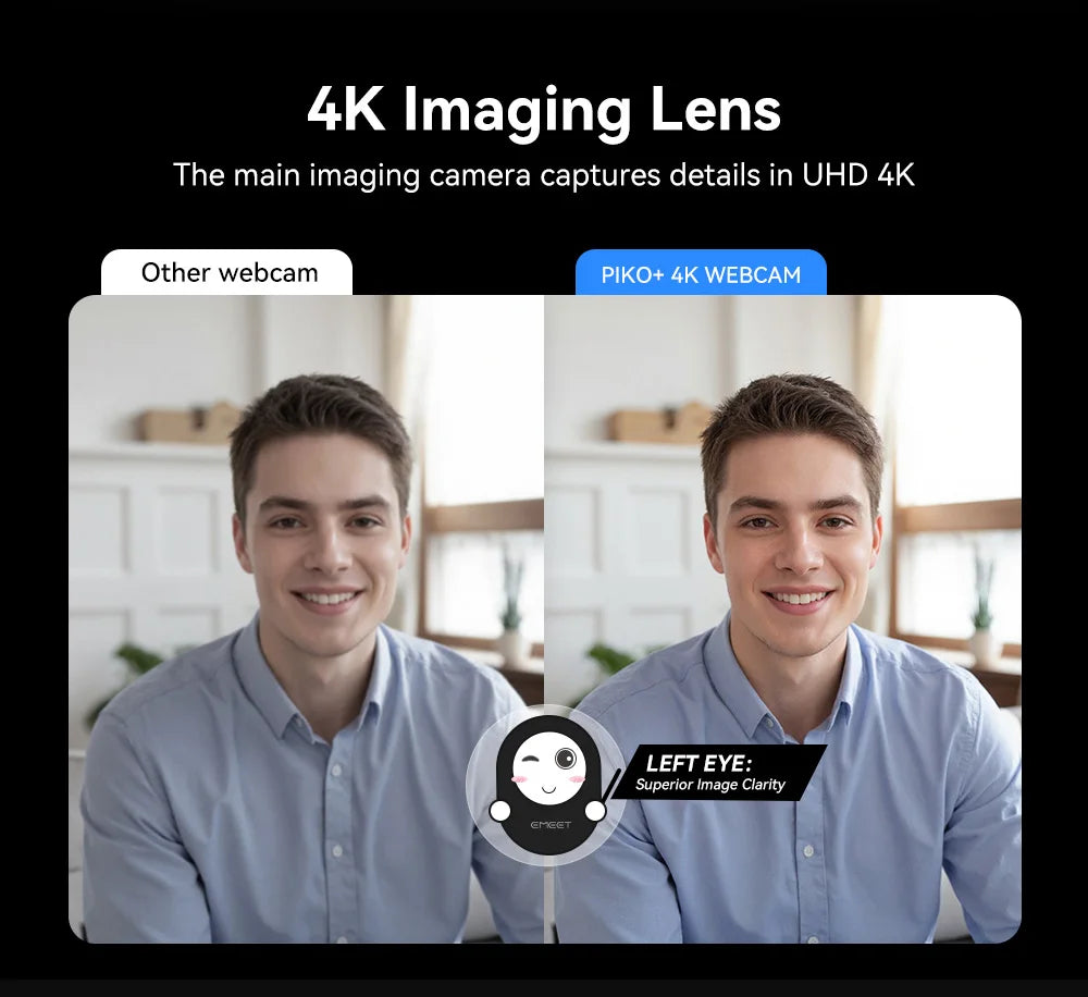 Piko Plus Black 4K USB Webcam for Laptop Streaming