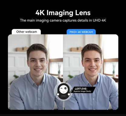 Piko Plus Black 4K USB Webcam for Laptop Streaming