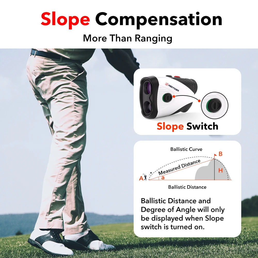 White Golf Rangefinder 1000M Laser Slope 7X Magnification