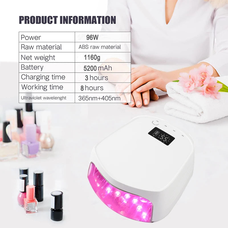 Rechargeable UV LED Nail Dryer Metallic Reflector Base