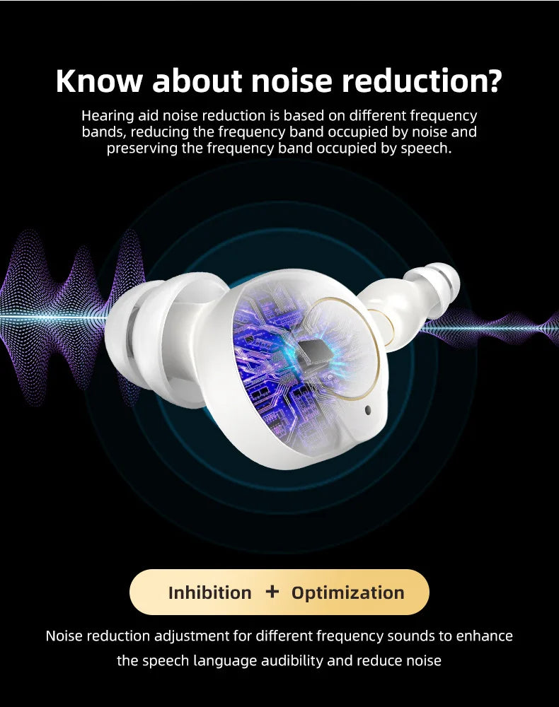 White Mini Magnetic Hearing Amplifier for Seniors