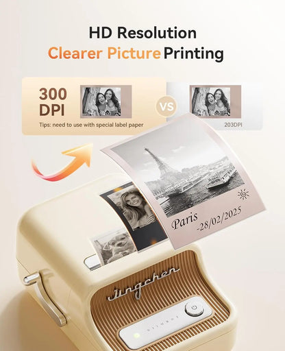 Portable Thermal Label Printer 300dpi White with Labels