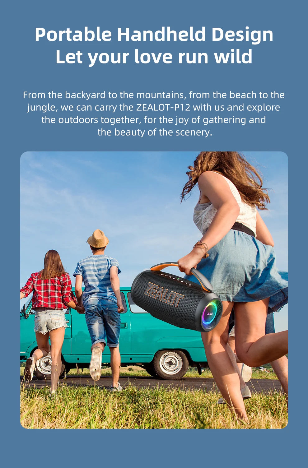Waterproof Bluetooth Speaker 60W with IPX6 Black