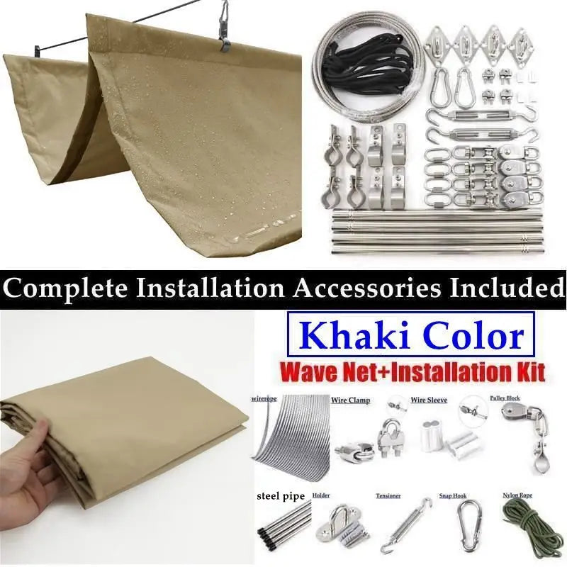 Khaki 2.5mx5m Telescopic Patio Sun Shade Cover