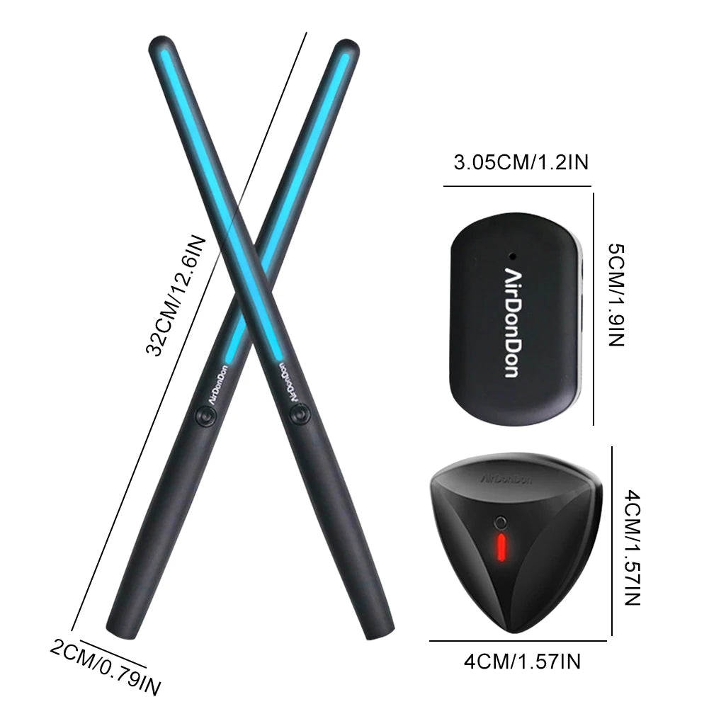 Wireless Air Drum Sticks with Bluetooth and Foot Pedal