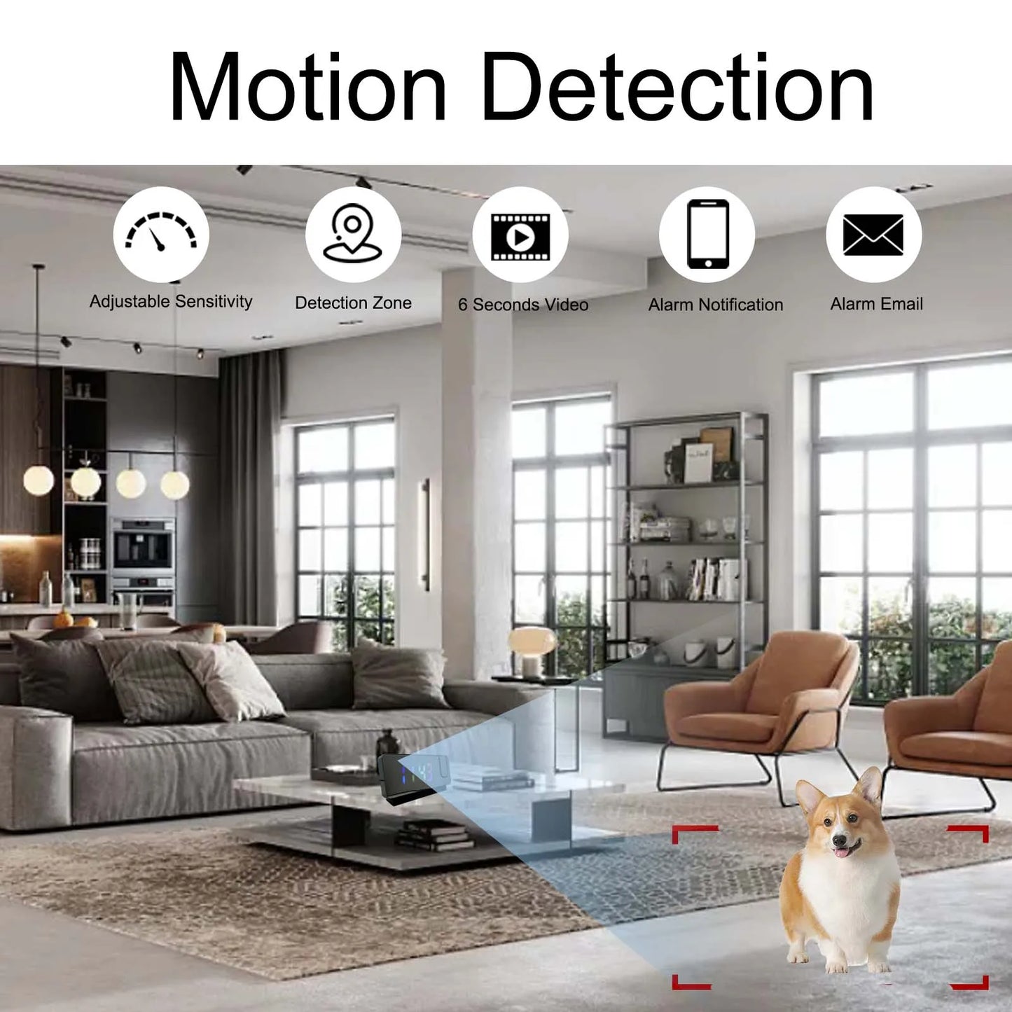 4K Indoor Security Camera Clock 64GB Motion Detection