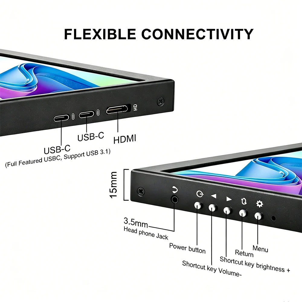 12.3 Inch Portable Touchscreen Monitor IPS Type-C HDMI Display