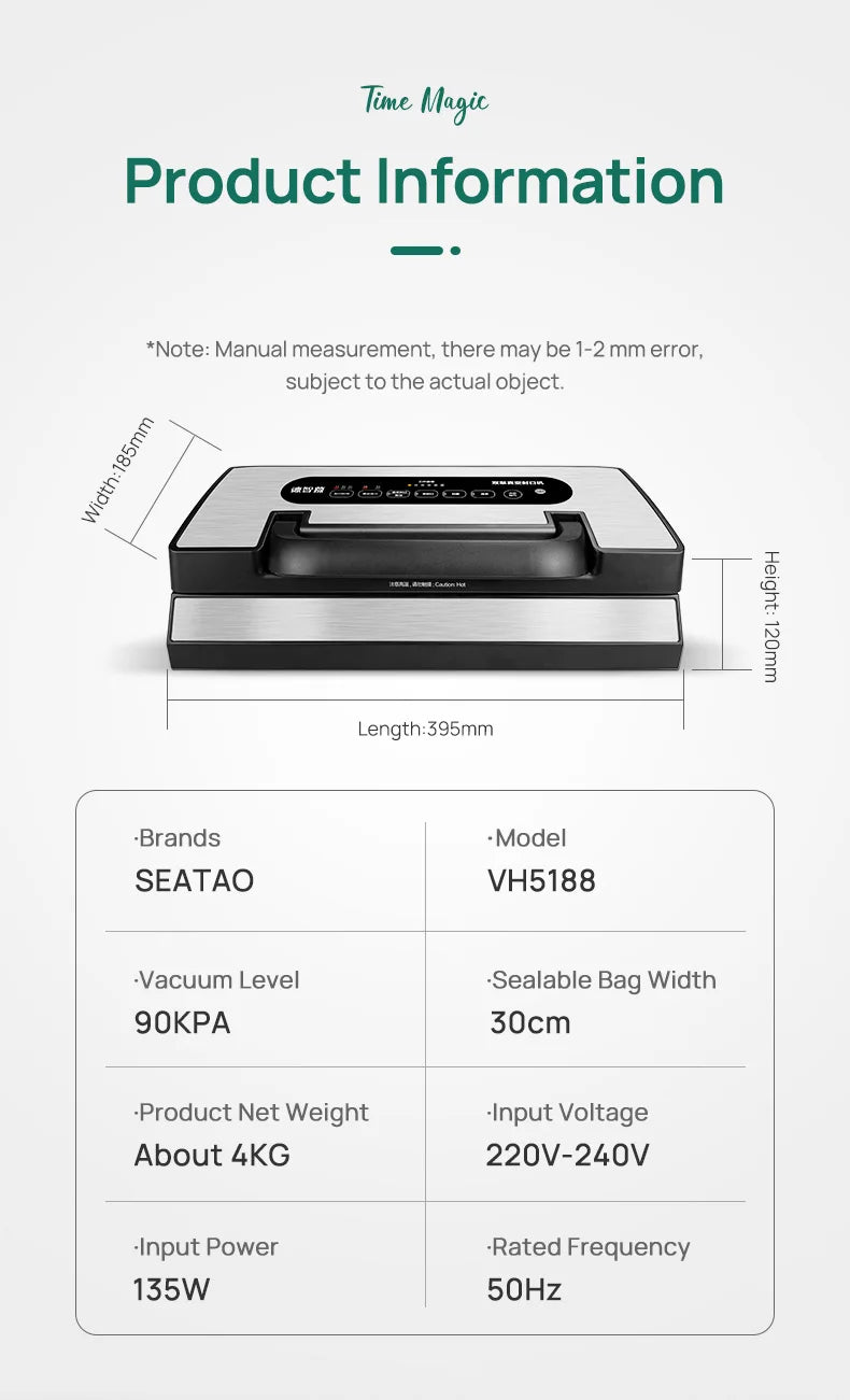 Automatic Vacuum Sealer Machine with Built-in Cutter & Storage