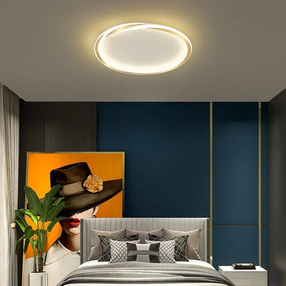Compact 40cm Gold Round LED Ceiling Lamp with Remote Dimming