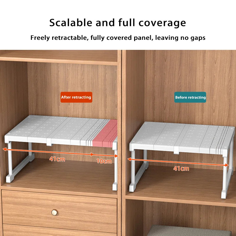 Space Saving Expandable Cabinet Shelf Wardrobe Organizer Rack